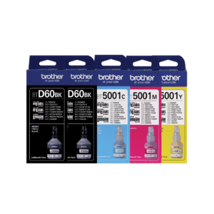 Kit 5 tintas Brother (BTD60BK +BTD60BK+BT5001C+BT5001M+BT5001Y)