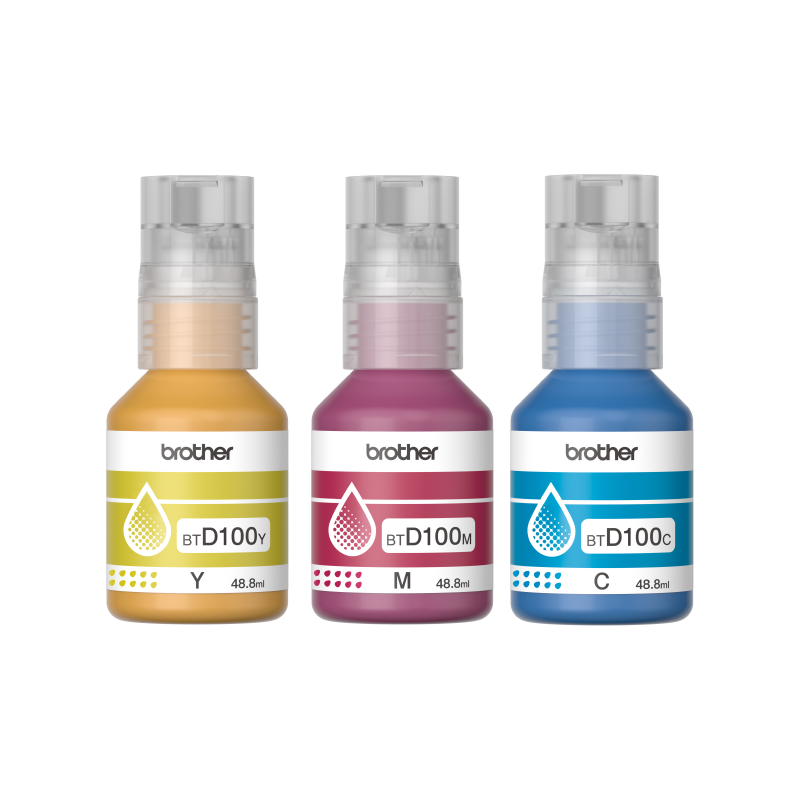 Kit de 3 Botella Tinta Original Brother BTD100 TINTA COLORES CYAN MAGENTA YELLOW
