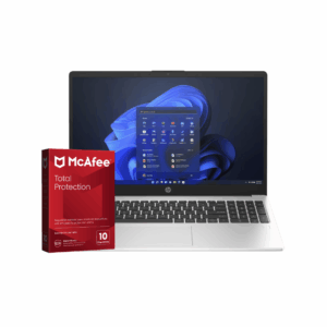 LAPTOP HP 255 G10 DE 15,6" AMD RYZEN 3, 8GB RAM, 512GB SSD W11H + Antivirus McAfee Total Protection VPN 1 Año Licencia Digital – 10 Dispositivos