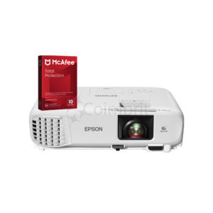 Proyector Epson X49 3LCD 3600 Lúmenes, Resolución XGA, HDMI y USB + Antivirus McAfee Total Protection VPN 1 Año Licencia Digital – 10 Dispositivos